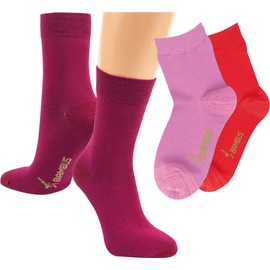 RS. Harmony Kids Socks Bamboo Reinforced Stress Zones Extra Soft on Skin Breathable for Girls and Teens, Rose, Pink, Bordeaux - 3 Pairs