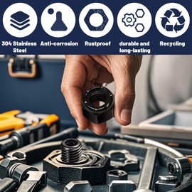 ZQZ 5/16-18 Black 304 Stainless Steel Nylon Lock Nuts, 50PCS Coarse Thread Nylock Nut, Black Oxide Insert Locknuts