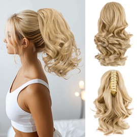 Sleekcute Clip On Ponytails for Women Ponytail Extension Natural Looking Thick Hairpiece with Easy Clip, Seamless Blend for Everyday Wear (10 Inch Light Blonde)
