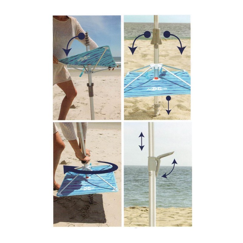 Sepras T0MMY BAHAMA Beach Umbrella with wind vent and sand