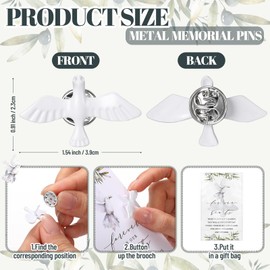 Landical 50 Set Funeral Favors Celebration of Life Memorial Dove Lapel Pins Brooch with Forever in Our Hearts Cards Bags As a Keepsake Ideas for Guests Family Church Mourning Remembrance Day Event