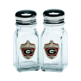 Heritage Pewter 2021-2022 National Champions Georgia Bulldogs Salt and Pepper Shaker Set of 2 Bottles | Expertly Crafted Pewter Glass