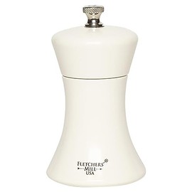 Fletchers' Mill Sierra Salt Mill, White - 4 Inch, Adjustable Coarseness Fine to Coarse, MADE IN U.S.A.