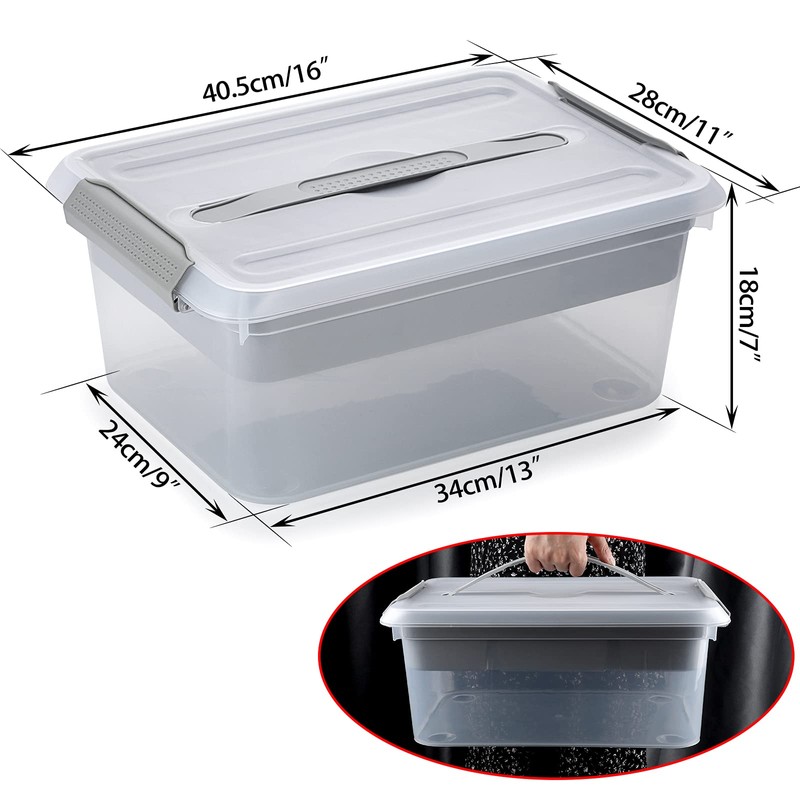BTSKY Stack & Carry Box, Clear Plastic Storage Container Stackable
