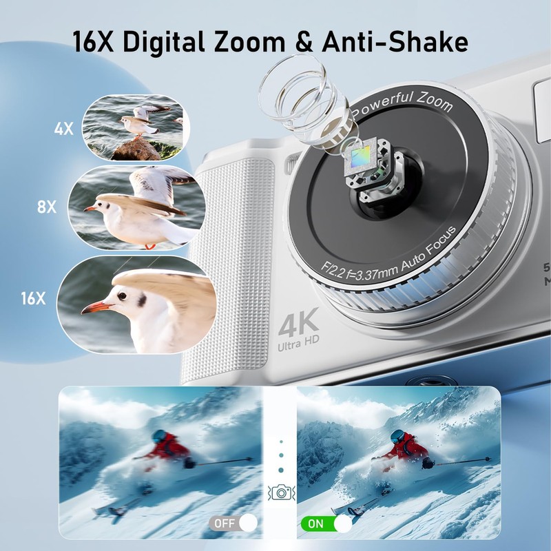 4K Digital Camera, Real 50MP Vlogging Camera with 32G TF