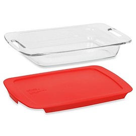 Pyrex Easy Grab 3-Quart Oblong Glass Baking Dish with Red Plastic Cover