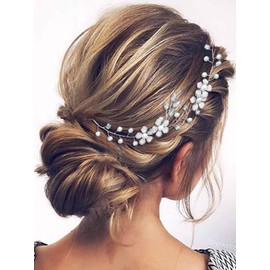 Asooll Flower Bride Wedding Hair Vine Silver Crystal Bridal Hairpiece Rhinestone Headpiece Hair Accessories for Women and Girls