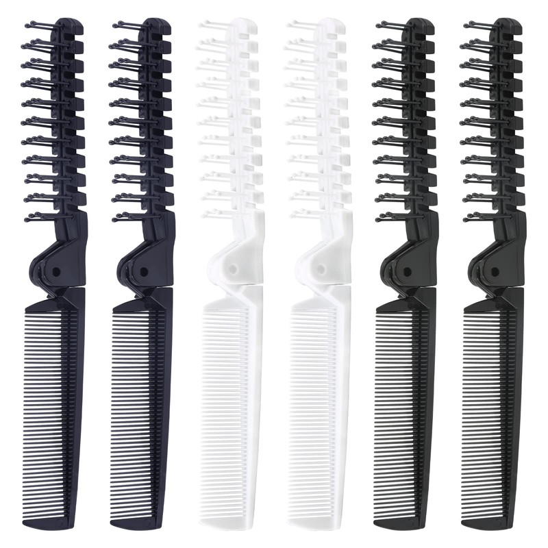 Qjaiune 6PCS Travel Foldable Brush Comb Portable Folding Comb, Anti-Static