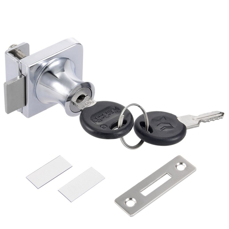 uxcell® Zinc Alloy Chrome Finish Display Hinged Square Glass Cabinet