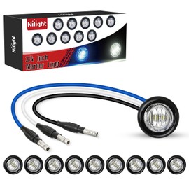 Nilight 3/4" Dual Color Marker Light 10PCS Blue to White Auxiliary Side Marker Bullet Clearance Indicator Lights 3 Plug Connector IP68 Waterproof for Trailer Truck Pickup Camper RV ATV UTV Van Bus