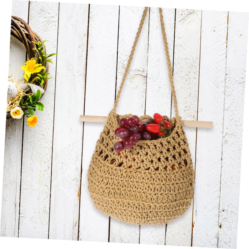 Levemolo Hanging Vegetable Basket Bohemia Style Woven Basket Wall Hanging