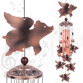 Flying Pigs Wind Chimes, Gifts for Mom, Home, Garden, Balconies, Rooms, Patio, Indoor, Outdoor Fly Pig Decoration, Pigs Fly Chimes, With 6 Bells 7 Pigs, Pigs Flying Wind Catcher, Pigs Wind Bells Decor