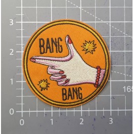 Unbranded Bang Bang Funny Random Punk Emo Woman Handgun Embroidered Iron On Patch 3"