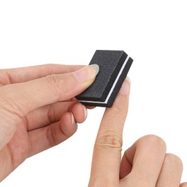 50 Pcs Mini Nail Buffer Blocks 180/100 Grit Sandwich Nail Buffer Washable for Nail Care(Black)