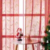 XTMYI Small Window Curtains for Kitchen Over Sink,Red Christmas Sheer