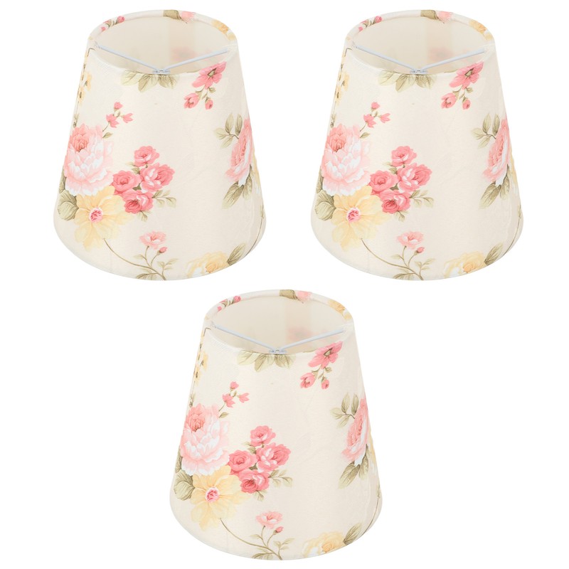 Cloth Lamp Shade Flower Pattern Clip On Bulb Lampshade for
