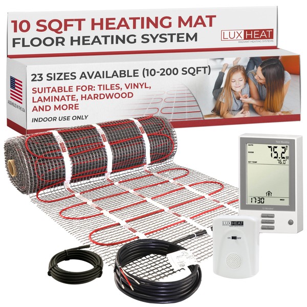 LuxHeat 10sqft Floor Heating Mat Kit - 120v Electric Heated