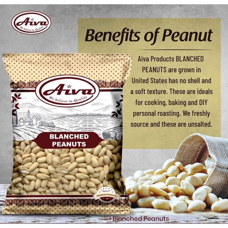 Aiva Raw Peanuts Blanched Unsalted - 5 lb