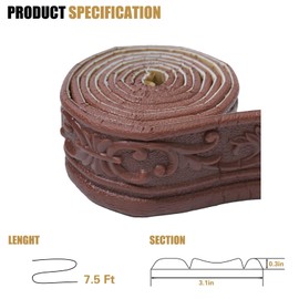 WAPANE 90" x 3.1" Peel Stick Foam Molding Trim Self Adhesive, Crown Molding Wallpaper Border Flexible, 3D Wall Edging Lines Foam Baseboard, Wall Base Moulding Trim for Home, Hotel DIY