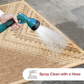 nuLOOM 10' x 12' Outdoor Performance Area Rug, Stain Resistant, Weather Resistant, High Traffic, Patio, Balcony, Outside, Landry Brown