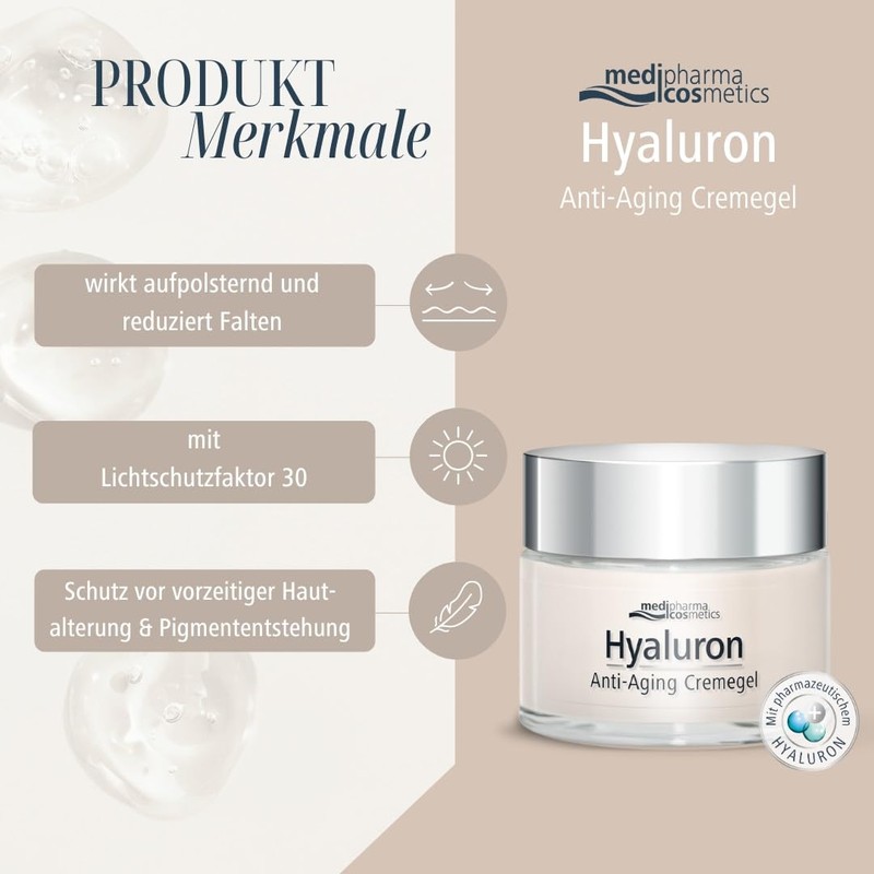 Hyaluronic Anti-Ageing Cream Gel I Reduces Wrinkles I with SPF30