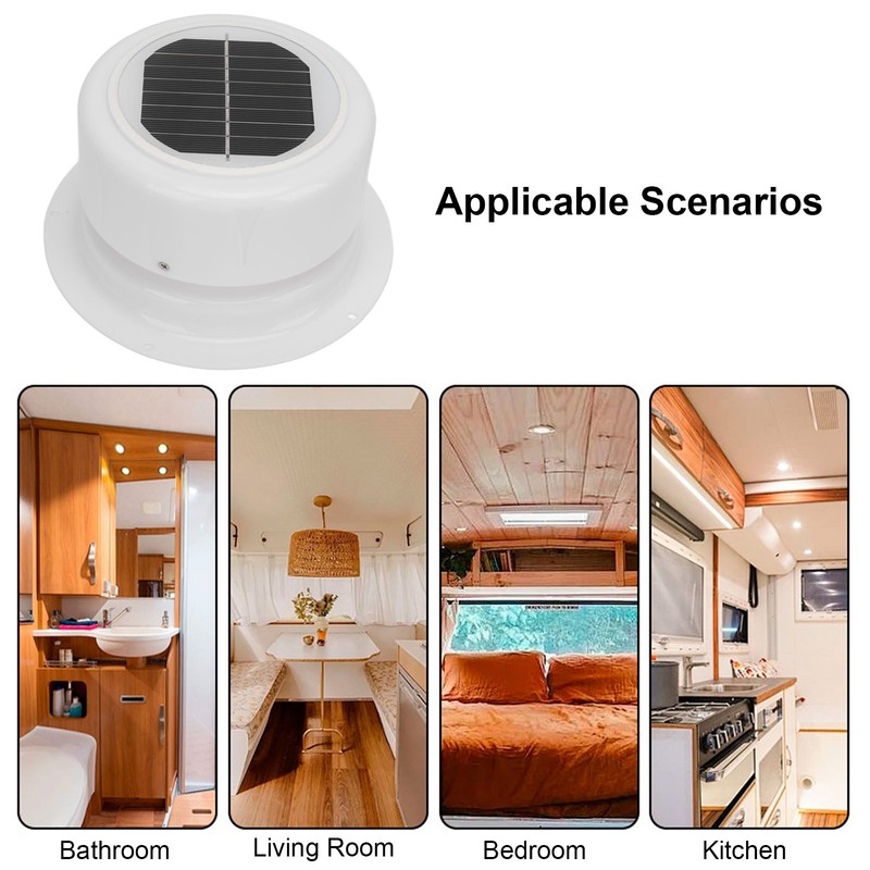 Solar Powered Vent Fan with Mounting Screws Ceiling Exhaust Ventilation