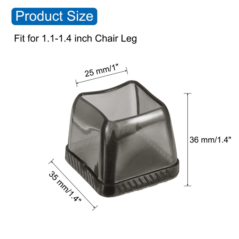 sourcing map 16pcs Chair Leg Floor Protectors Non-Slip Square Chair