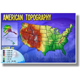 Topography of the United States - NEW American Geography Poster