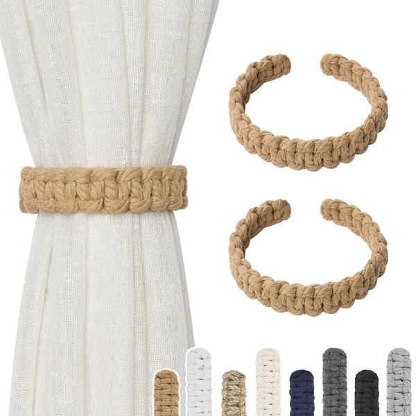 Pretty Jolly 2 Pack Natural Cotton Rope Curtain Tiebacks Farmhouse