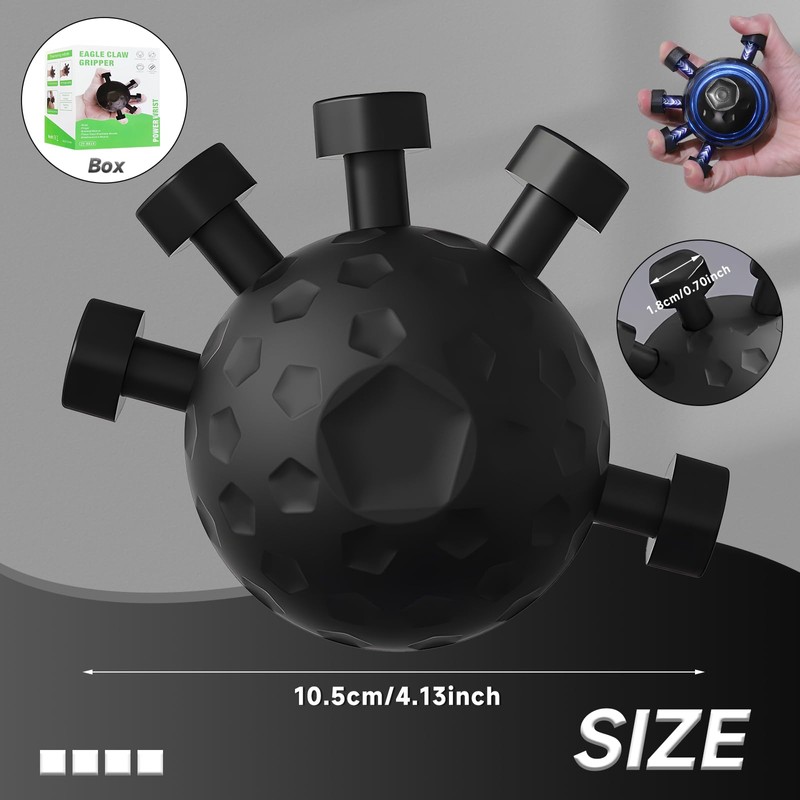 Lets Joy Finger Grip Strengthener, Black Hand Grip Trainer, Hand