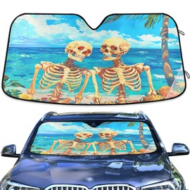 Summer Beach Skull Windshield Sunshade Car Sun Shade Protector for Small Car SUV Front Window
