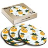 4 x Round Coasters - Pineapple Fruit Nautical Boat Pattern