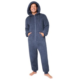 CityComfort Sleepsuits for Men and Teenagers, Fleece Onesie Jumpsuit Men's Warm Cuddly Pyjamas Men's Long M-3XL - Gifts for Men, charcoal