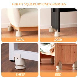 4pcs Bed Risers with Screw Clamp, Desk Riser Blocks with Height Adjustable 2.4-3.1'', Heavy Duty Furniture Risers fit Square/Round Chair Leg Diameter 0.3-1.9'', Chair Raisers Extenders for Sofa Table