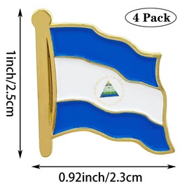 HSQCEZ 4 Pack Nicaragua Flag Lapel Pin - Nicaraguan Flags Pins Lapel Hat Backpacks Suit Decoration & Men Women Waving Patriotic Enamel Metal Badge Souvenir