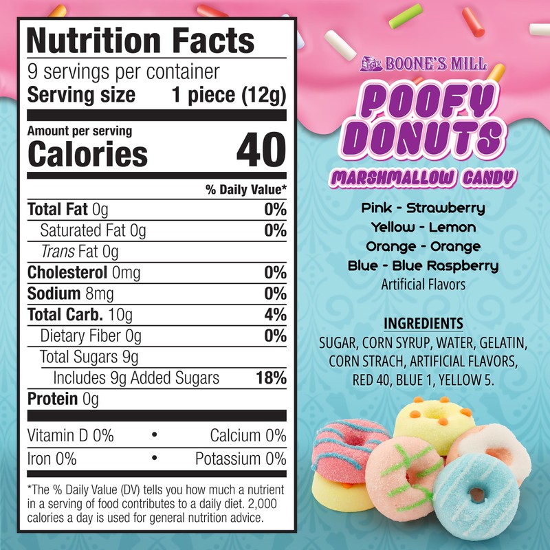 Boone's Mill Poofy Donuts Marshmallow Gummy Candy