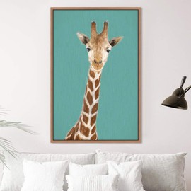 SIGNWIN Framed Canvas Wall Art Baby Giraffe Print Animals Wildlife Canvas Prints Home Artwork Decoration for Living Room,Bedroom - 16x24 inches