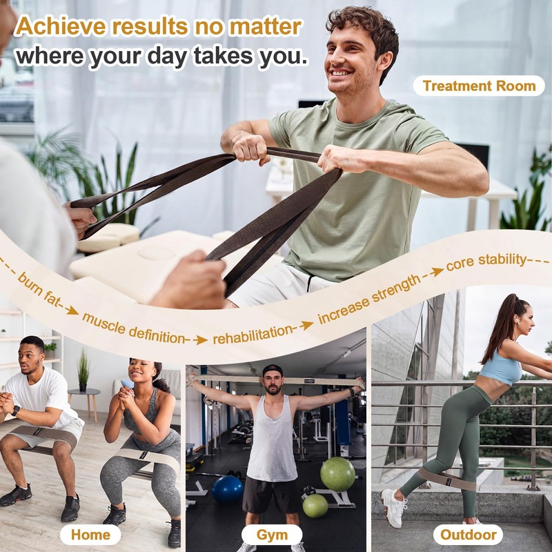 6 Pcs Fabric Resistance Bands for Working Out,Exercise Bands, Brown