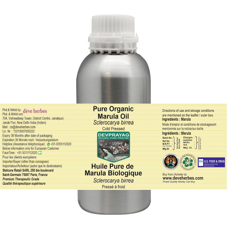 Devprayag Pure Organic Marula Oil (Sclerocarya birrea) Natural Therapeutic Grade