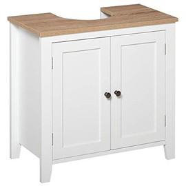 kleankin Under-Sink Bathroom Sink Cabinet, Storage Unit with U-Shape and Adjustable Internal Shelf, White