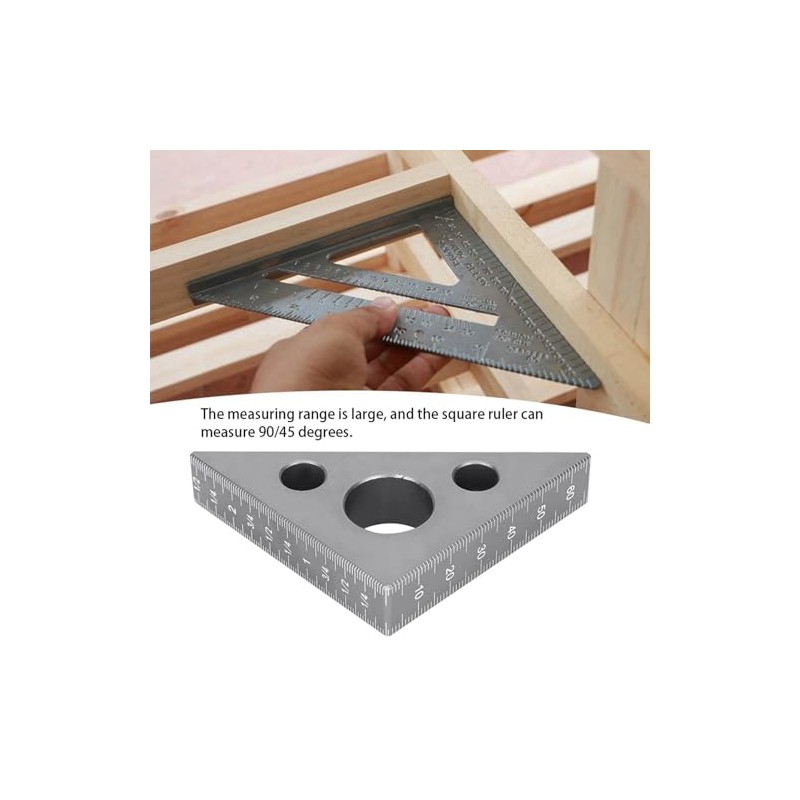ASHATA Regla Triangular De AleacióN De Aluminio De 45 Grados,