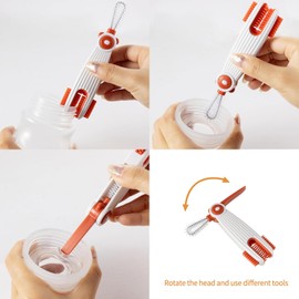 3 in 1 Cup Lid Gap Cleaning Brush Set with 3 Straw Cleaner Brush, Multifunctional Cup Cover Cleaning Brush, Small Cleaning Brushes for Nipple, Water Bottle Lid, Home Kitchen Cleaning Tools, Pack of 3