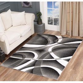 Glory Rugs Modern Area Rug Swirls Carpet Bedroom Living Room Contemporary Dining Accent Sevilla Collection 4816 (8x10, Grey)