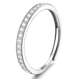 JeweBella Women's 925 Silver Adjustable Ring Women's Silver Cubic Zirconia Ring Engagement Ring Wedding Rings Wedding Rings Finger Ring Promise Ring Silver 925 Women's Jewellery Gifts Silver, Silver,
