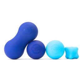 Massage Balls, Set of 4, Stretch Balls, Foam Roller, Trigger Point, Myofascial Release, Shoulder, Back, Waist, Calf, Sole, Full Body Pressure Point Preime (Blue)
