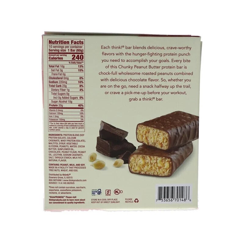 Think! Think ! High Protein Bars, Chunky Peanut Butter 10