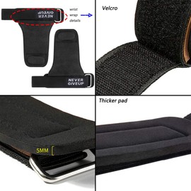 HYFAN Weightlifting Powerlifting Support Belt with Adjustable Wrist Wrap and Hand Palm Protection Grips Pads for Men Women ( Black )