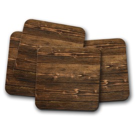4 Set - Dark Wood Effect Coaster - Wooden Dad Funny Tree Uncle #13186