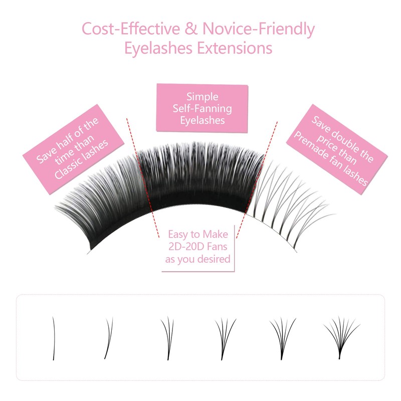 Oreola Volume Eyelashes, D Curl, 0.07 mm Thick, 12 mm
