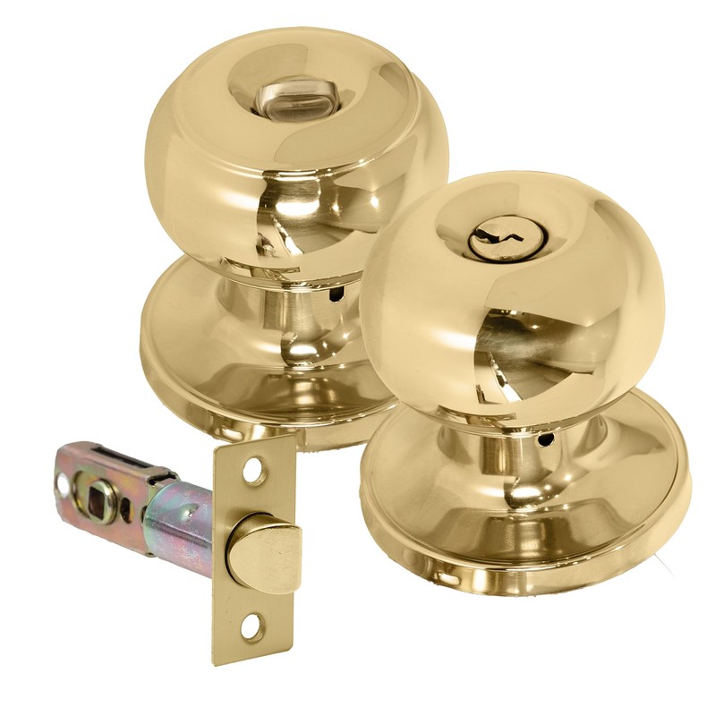 XFORT Bello Entrance Knob Set Polished Brass, Door Knob with